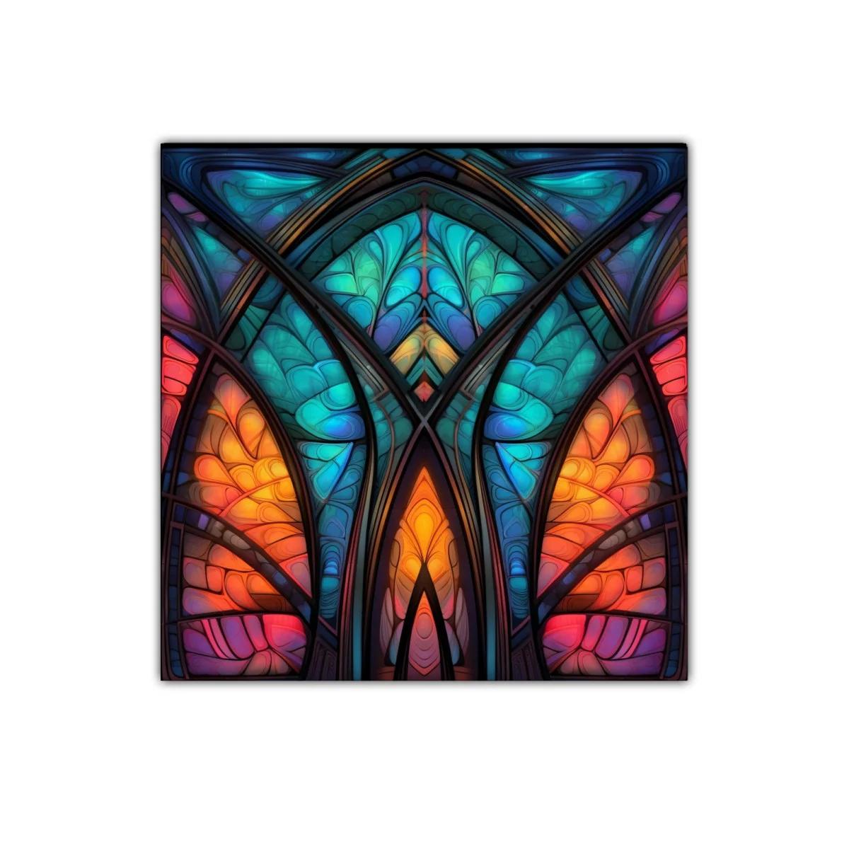 Cuadro decorativo con diseño de vitrales multicolor moderno — imagen principal