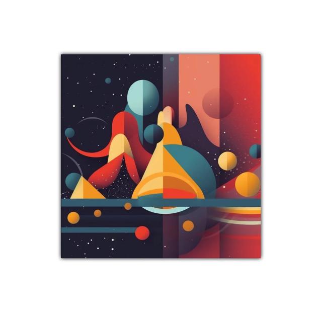 Cuadro decorativo con formas geométricas y colores intensos