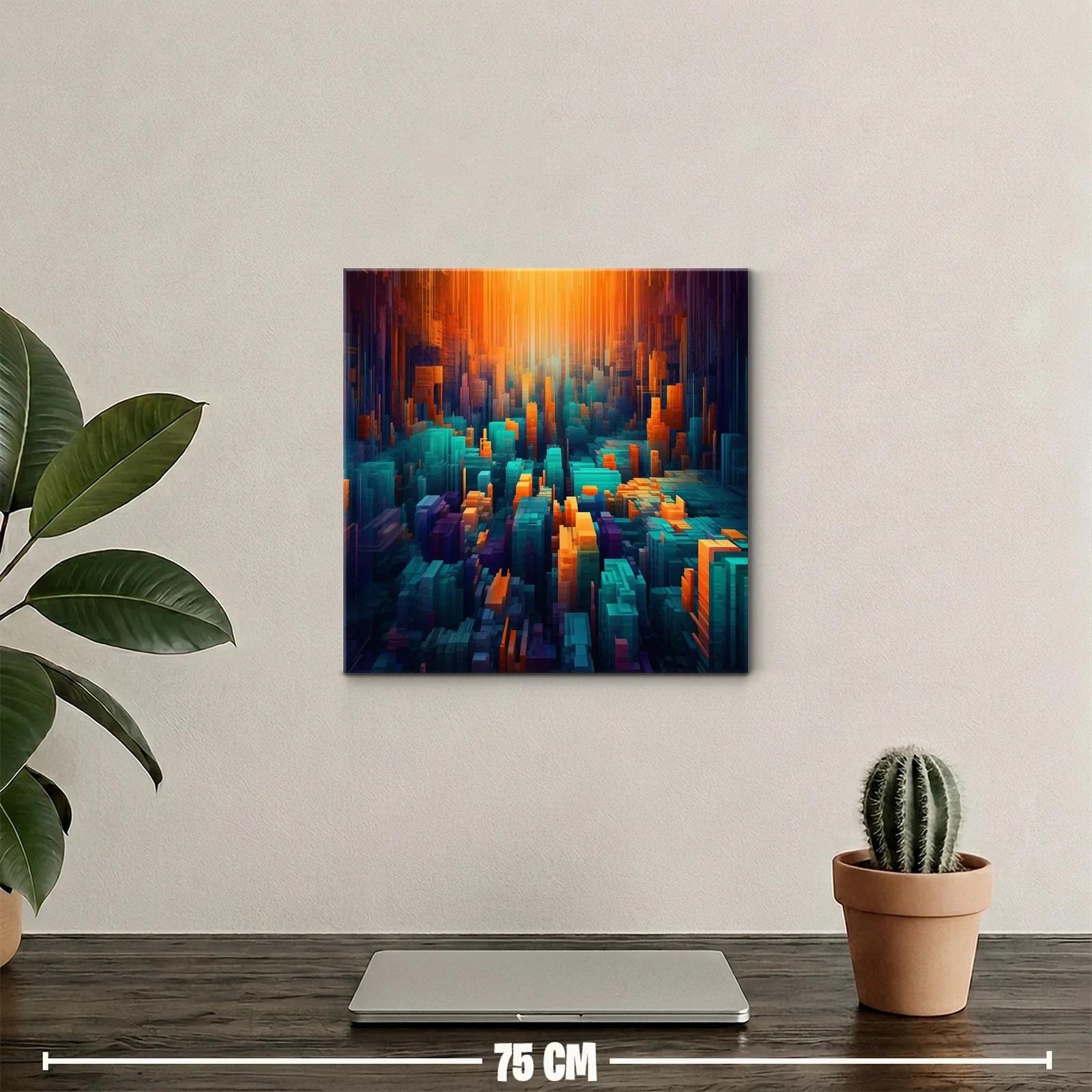 Composición abstracta en tonos cálidos y fríos vibrantes — miniatura 2
