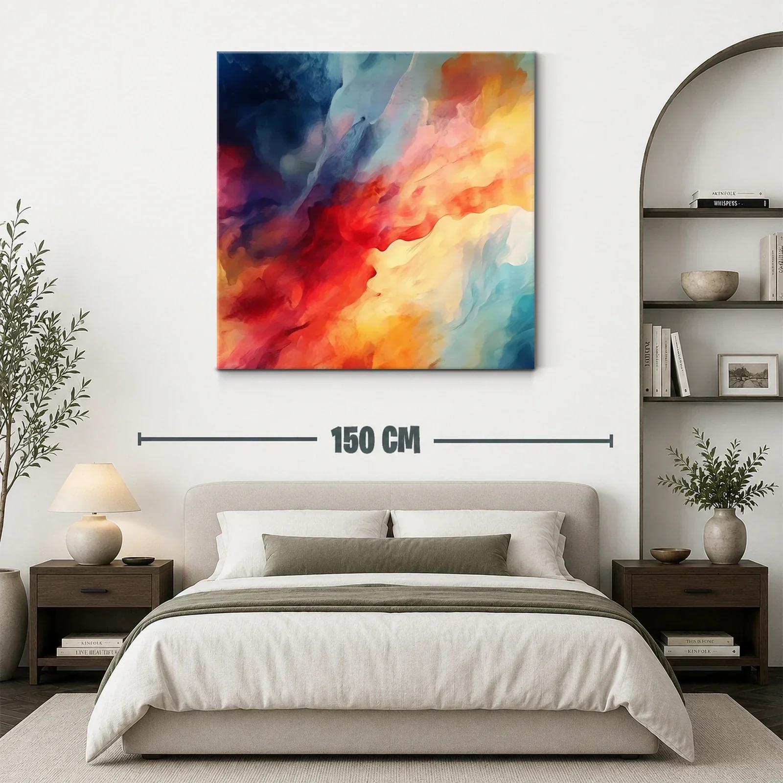 Cuadro abstracto con vibrantes tonos cálidos y fríos — miniatura 3