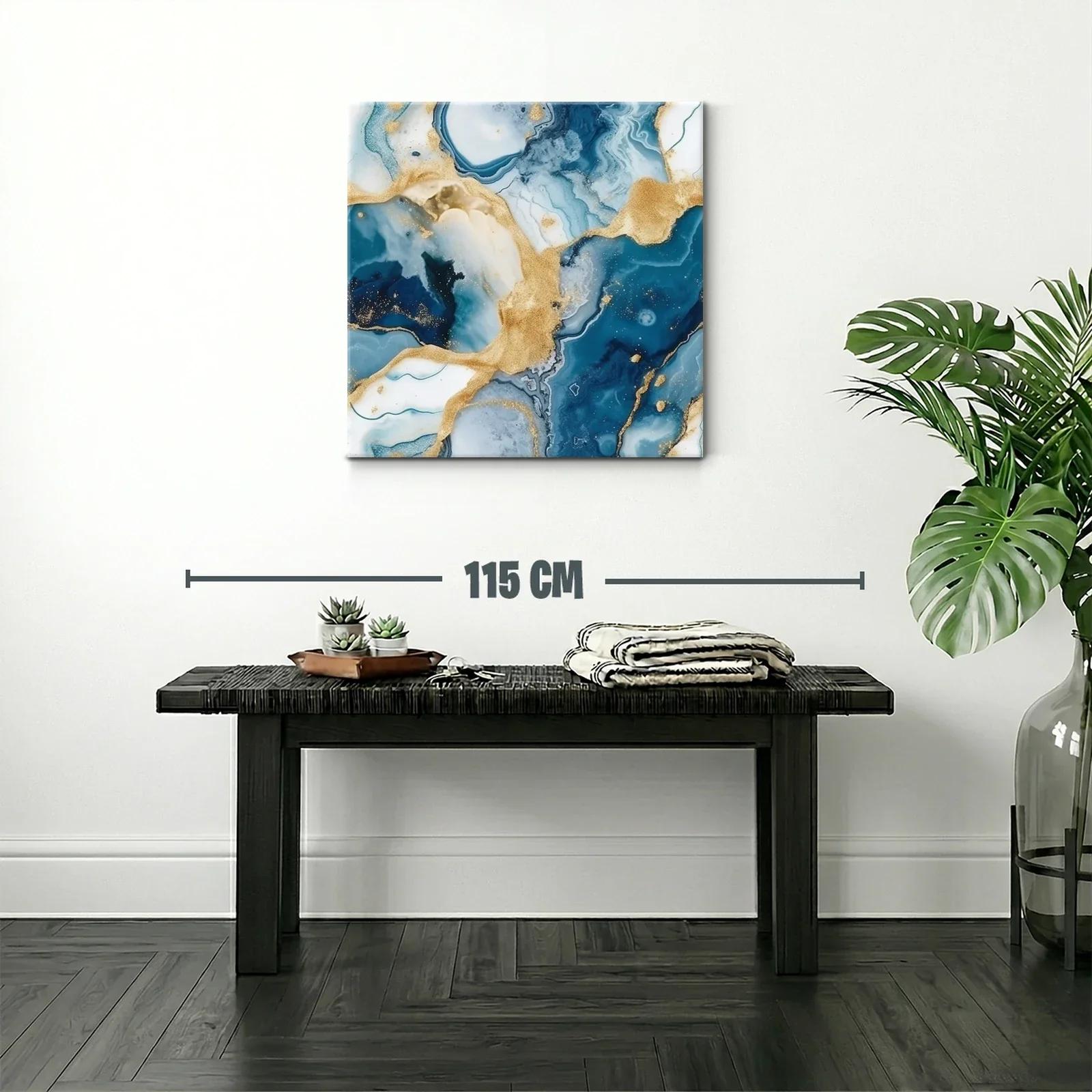 Arte abstracto con tonos azules y dorados elegantes — miniatura 2