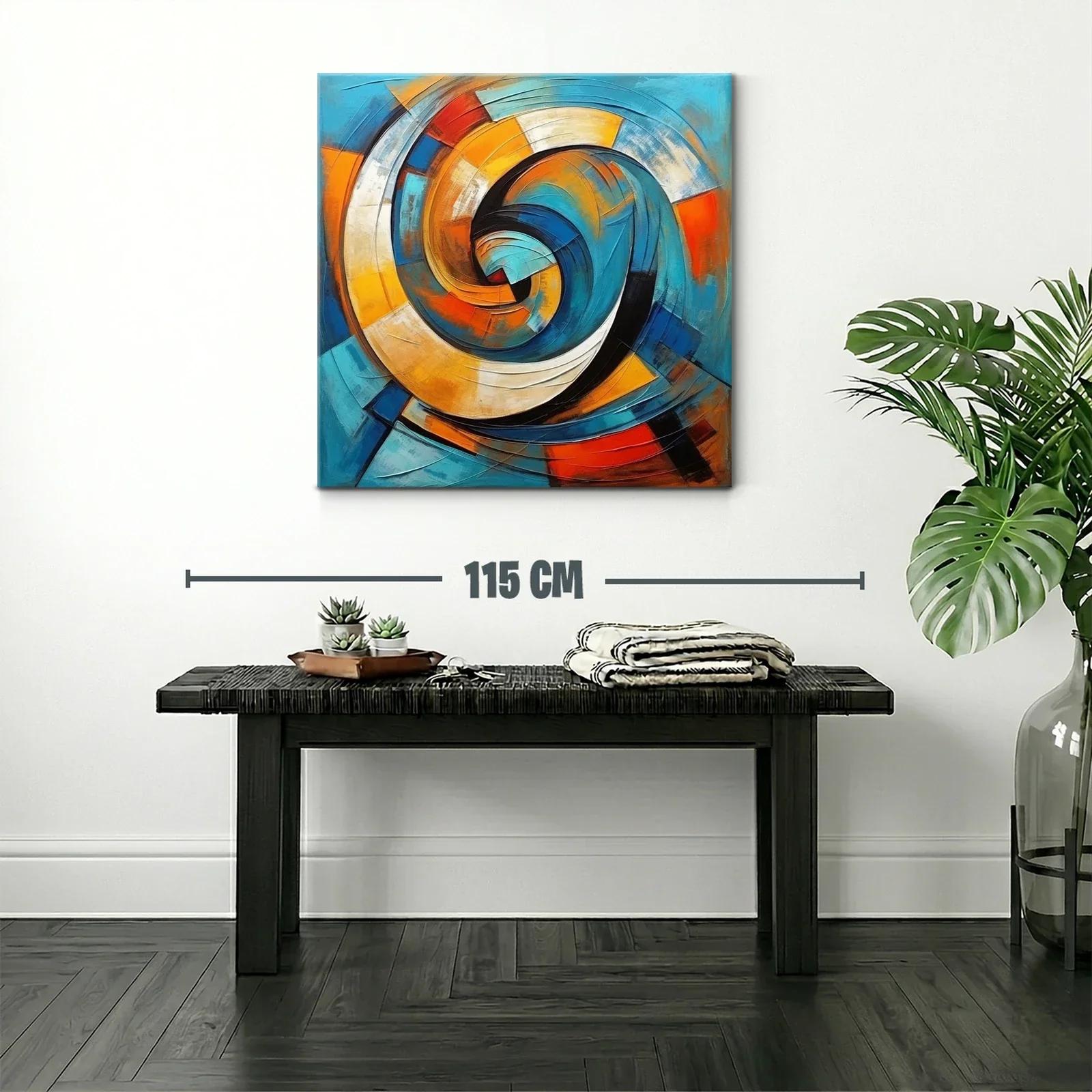 Cuadro abstracto espiral con tonos vibrantes y dinámicos — miniatura 2