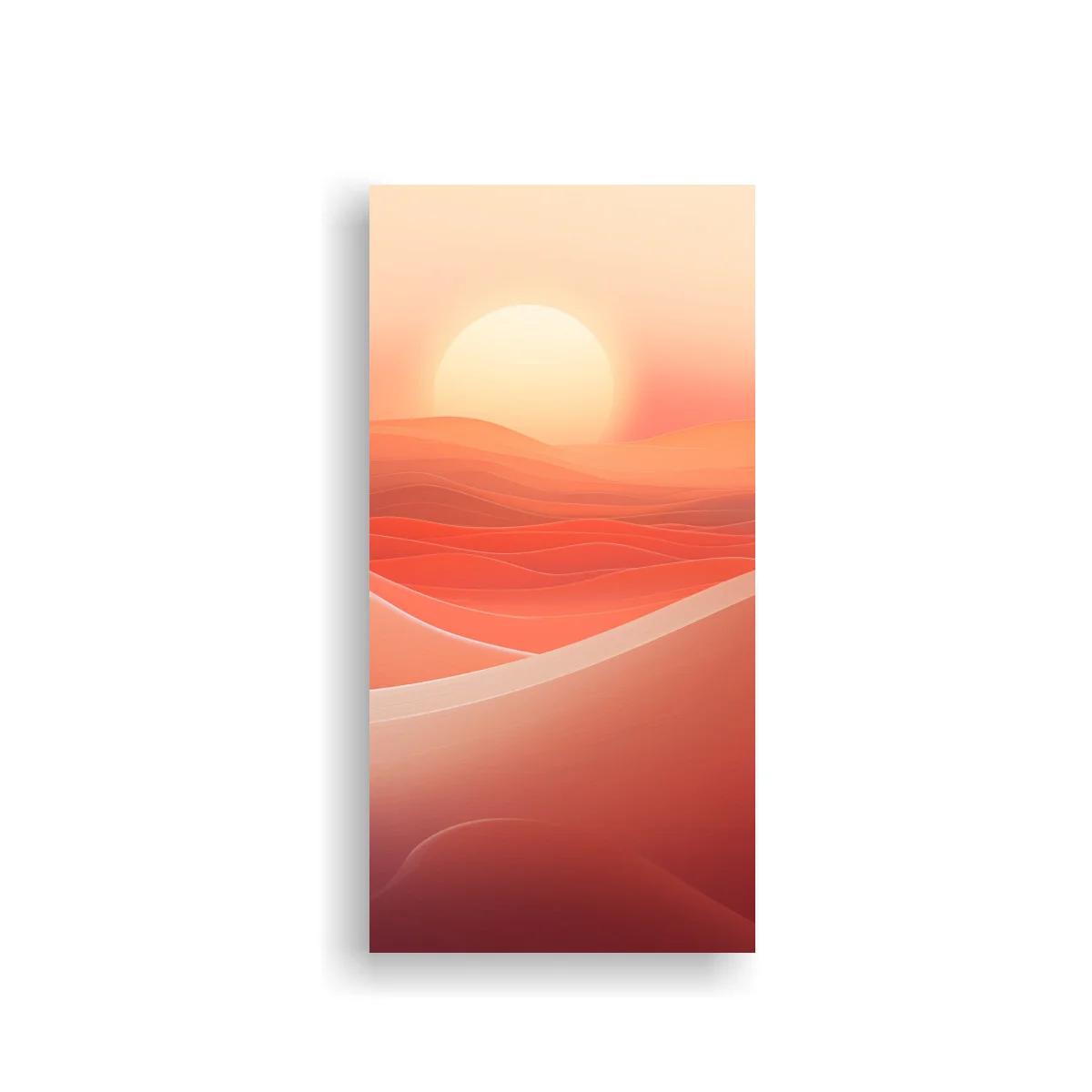 Cuadro sol sobre dunas abstractas en tonos coral