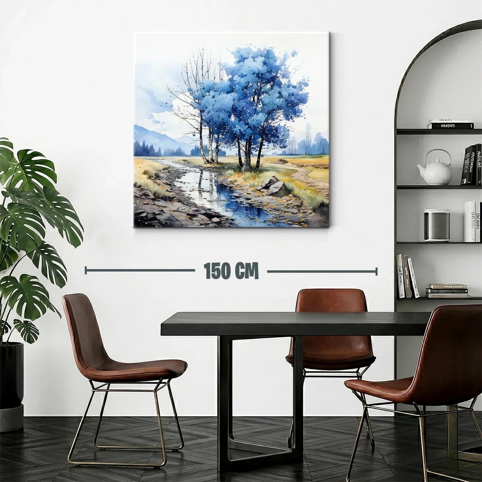 Paisaje sereno con árboles azules junto al riachuelo — miniatura 2