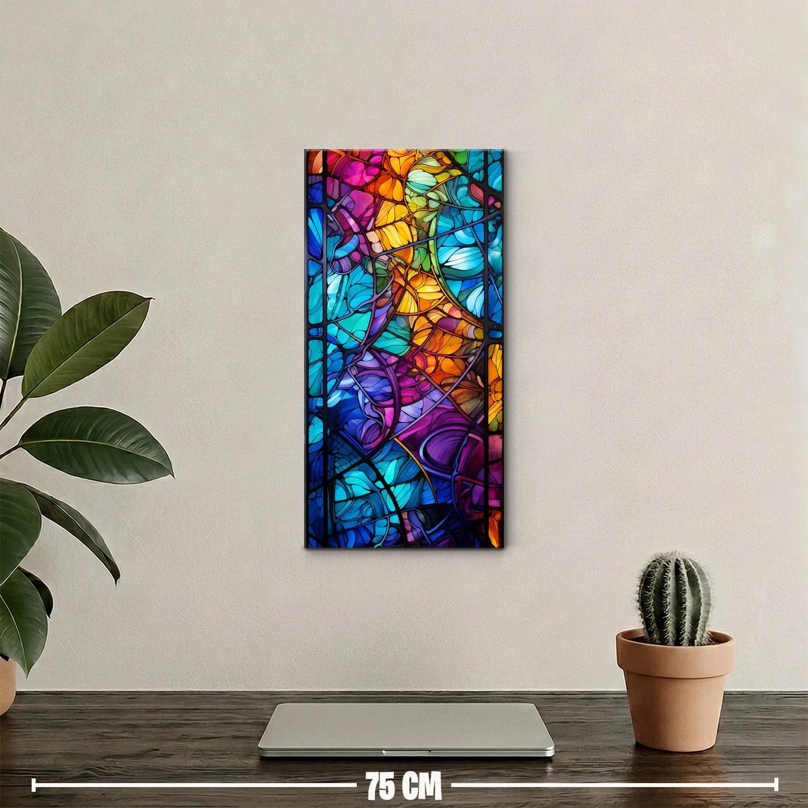 Cuadro rostro de mujer en vitral colorido — miniatura 2