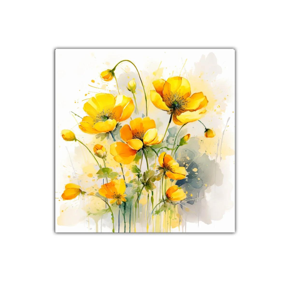 Cuadro decorativo con delicadas flores amarillas vibrantes — imagen principal