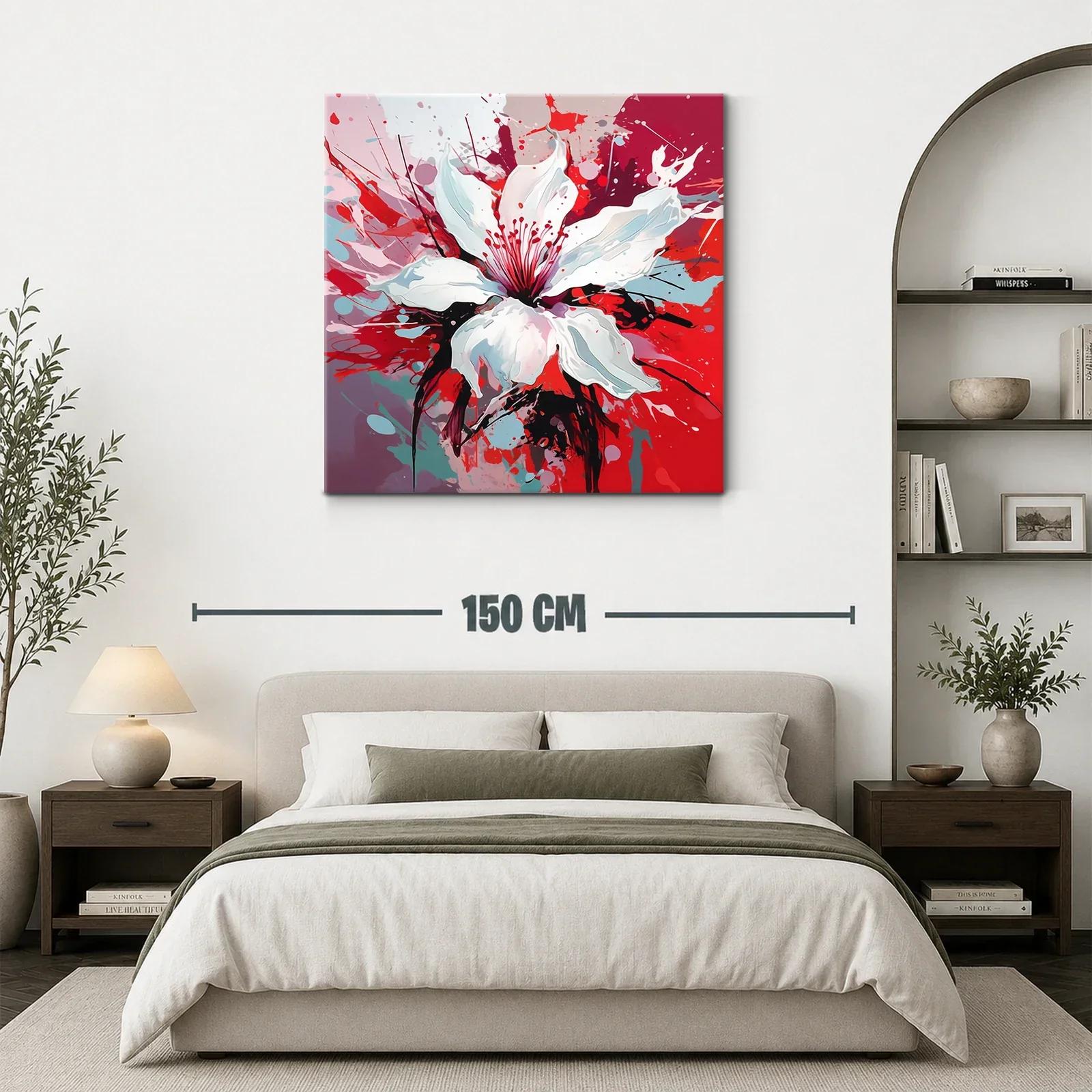 Explosión artística de flor blanca vibrante en tonos rojos — miniatura 3