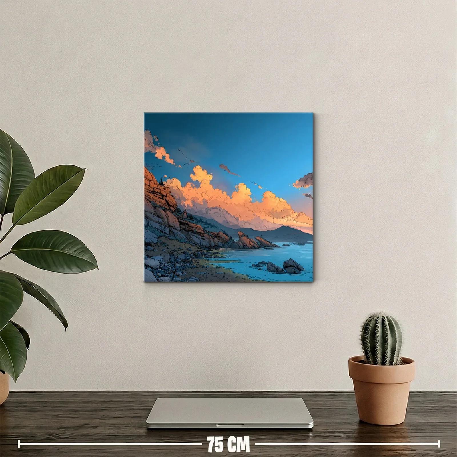 Paisaje costero con rocas y nubes al atardecer — miniatura 2