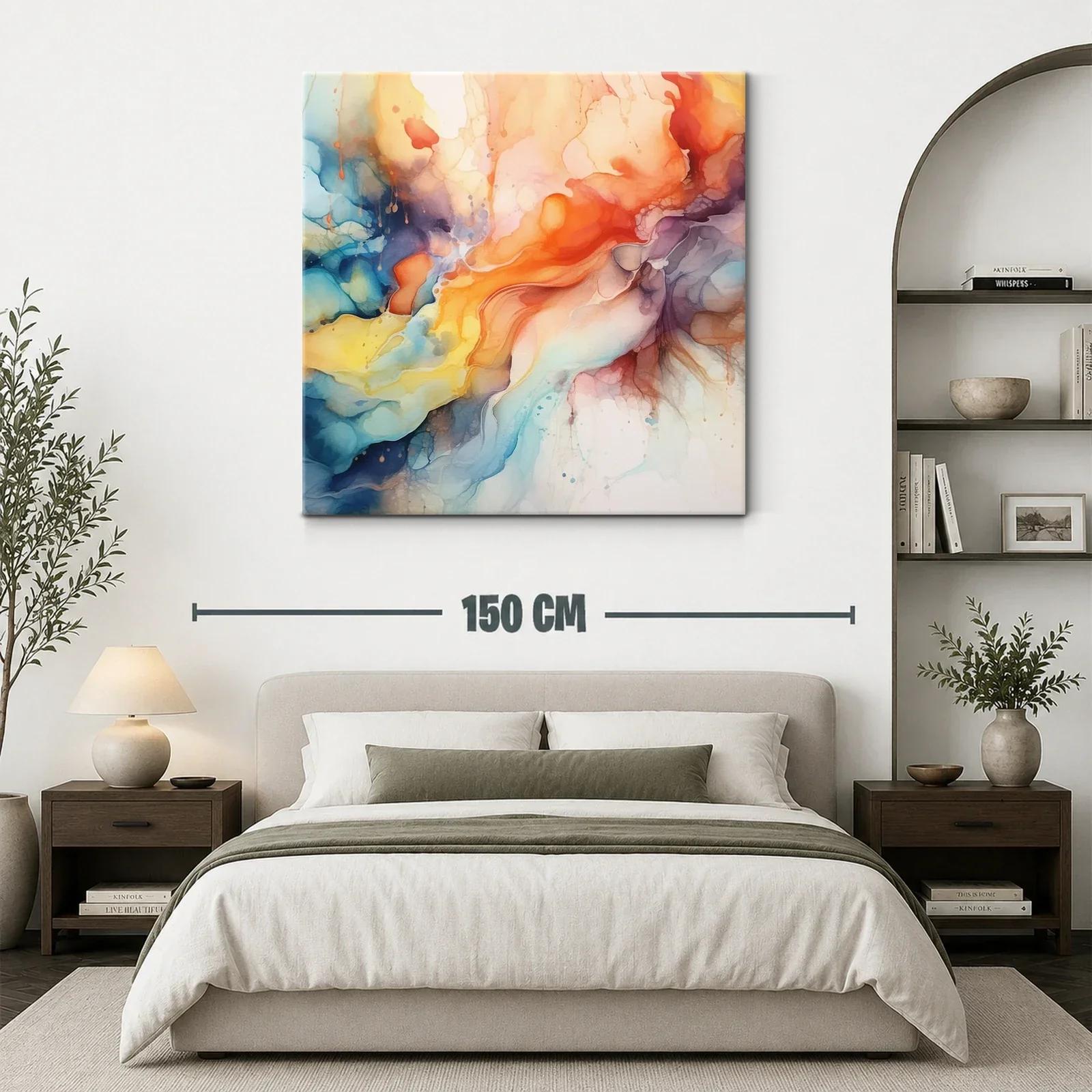 Composición abstracta con tonos cálidos y fríos vibrantes — miniatura 3