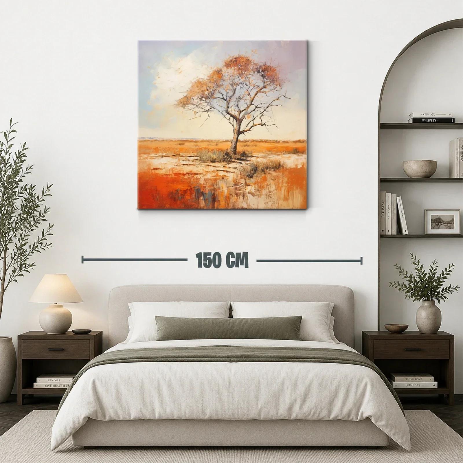 Árbol solitario en paisaje otoñal cálido — miniatura 3