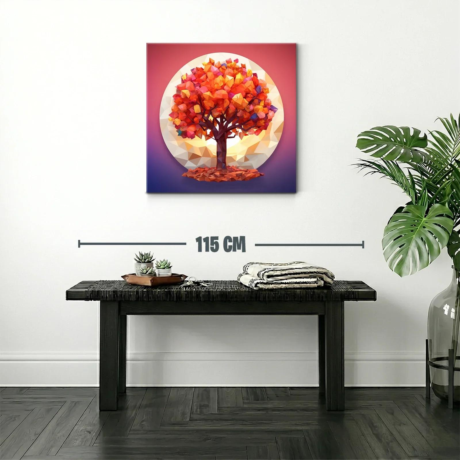 Árbol otoñal vibrante en entorno geométrico circular — miniatura 2
