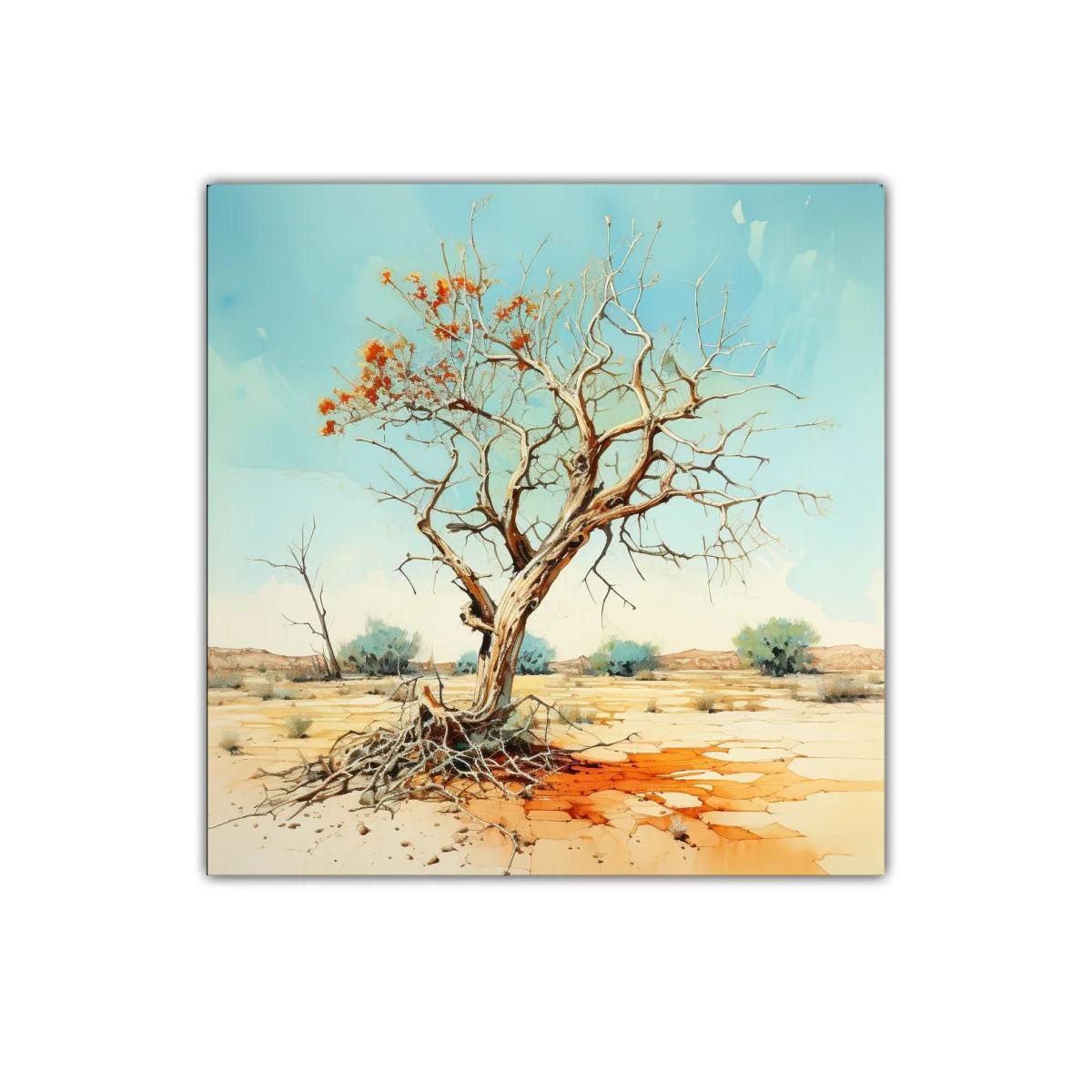 Árbol Seco con Flores Naranjas en Paisaje Árido — imagen principal