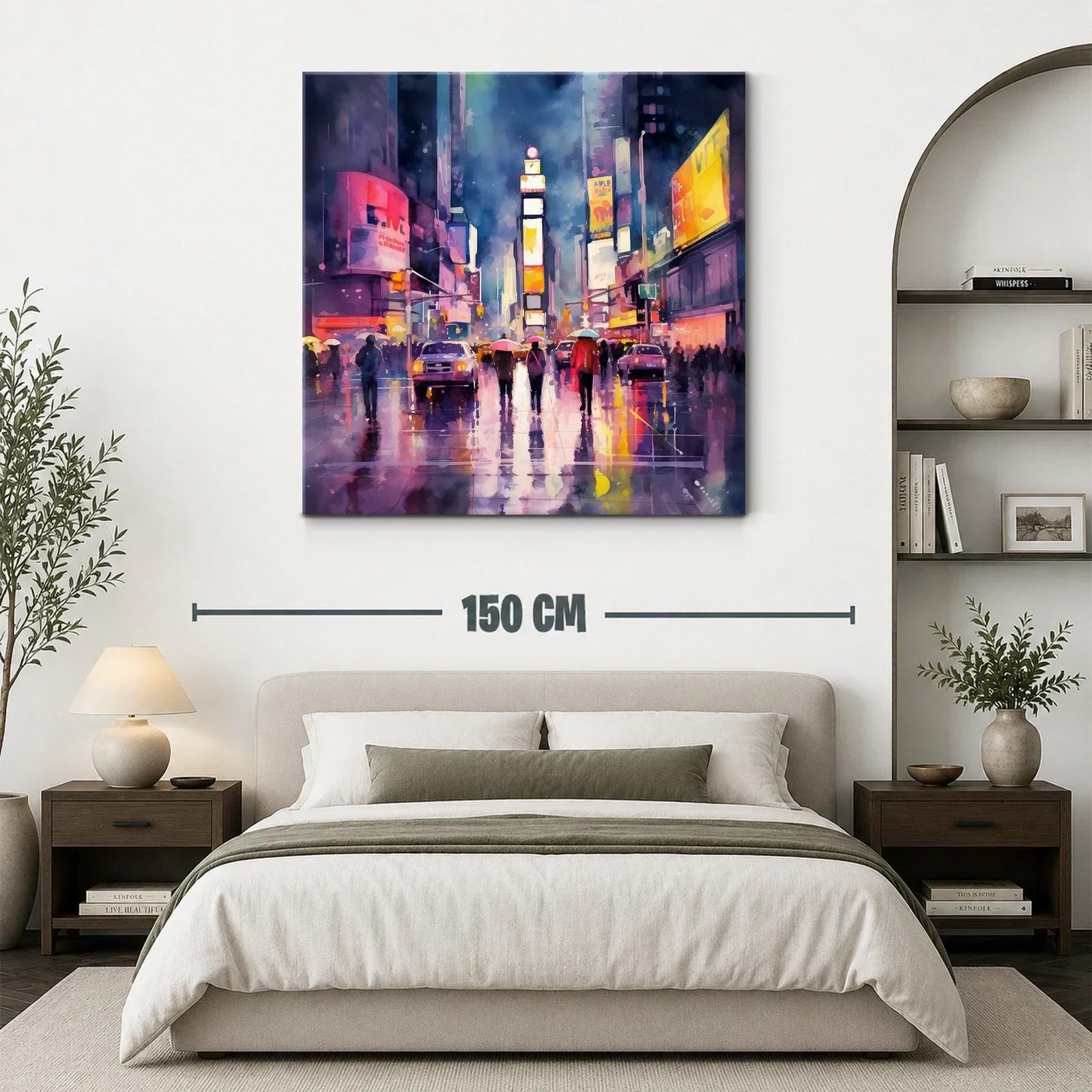 Atardecer lluvioso en ciudad moderna con luces vibrantes — miniatura 3