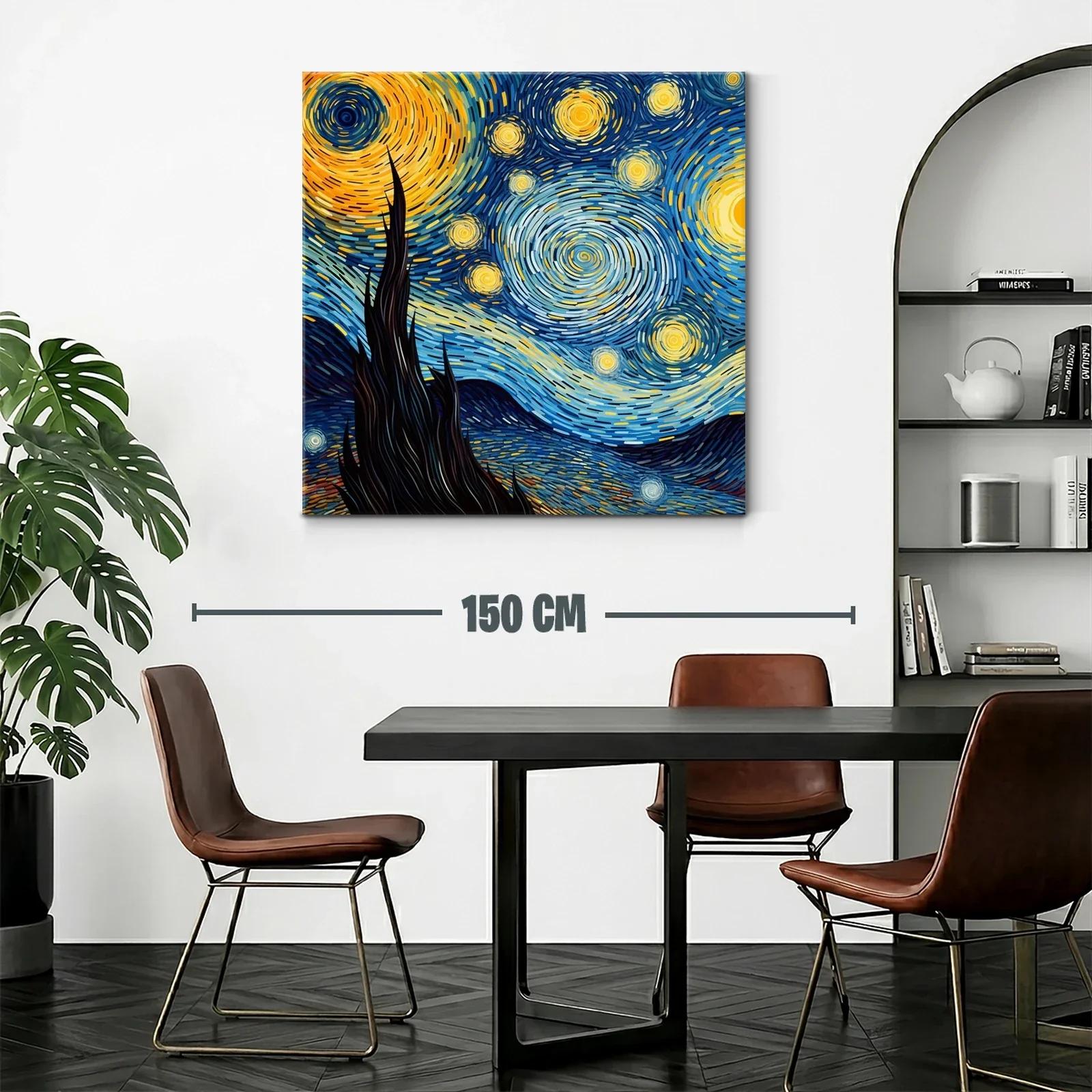 Cuadro nocturno con cielo estrellado en tonos vibrantes — miniatura 2
