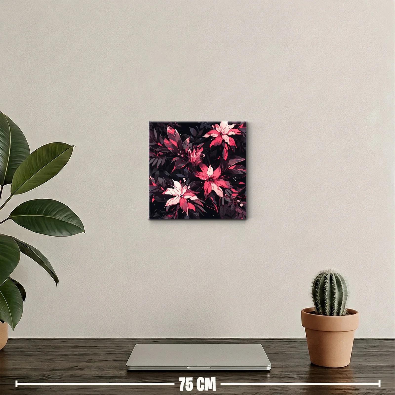 Cuadro floral con tonos vibrantes y fondo oscuro — miniatura 2