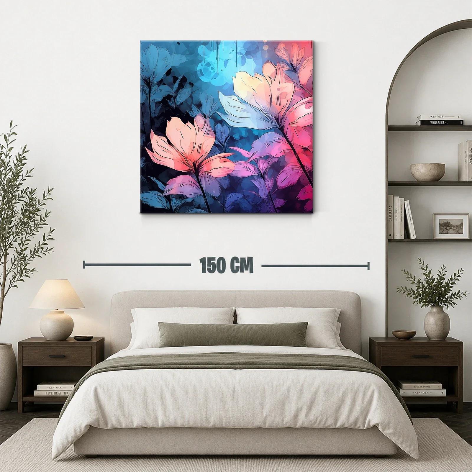Flores vibrantes en tonos rosa y azul con estilo moderno — miniatura 3