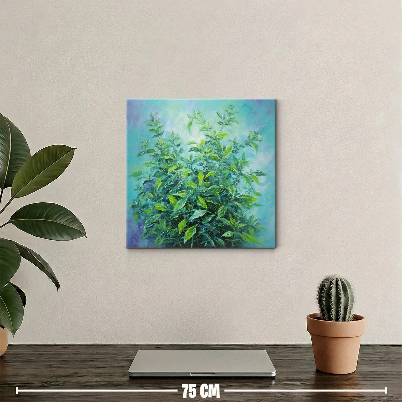 Cuadro de follaje vibrante con tonos verdes y azules — miniatura 2