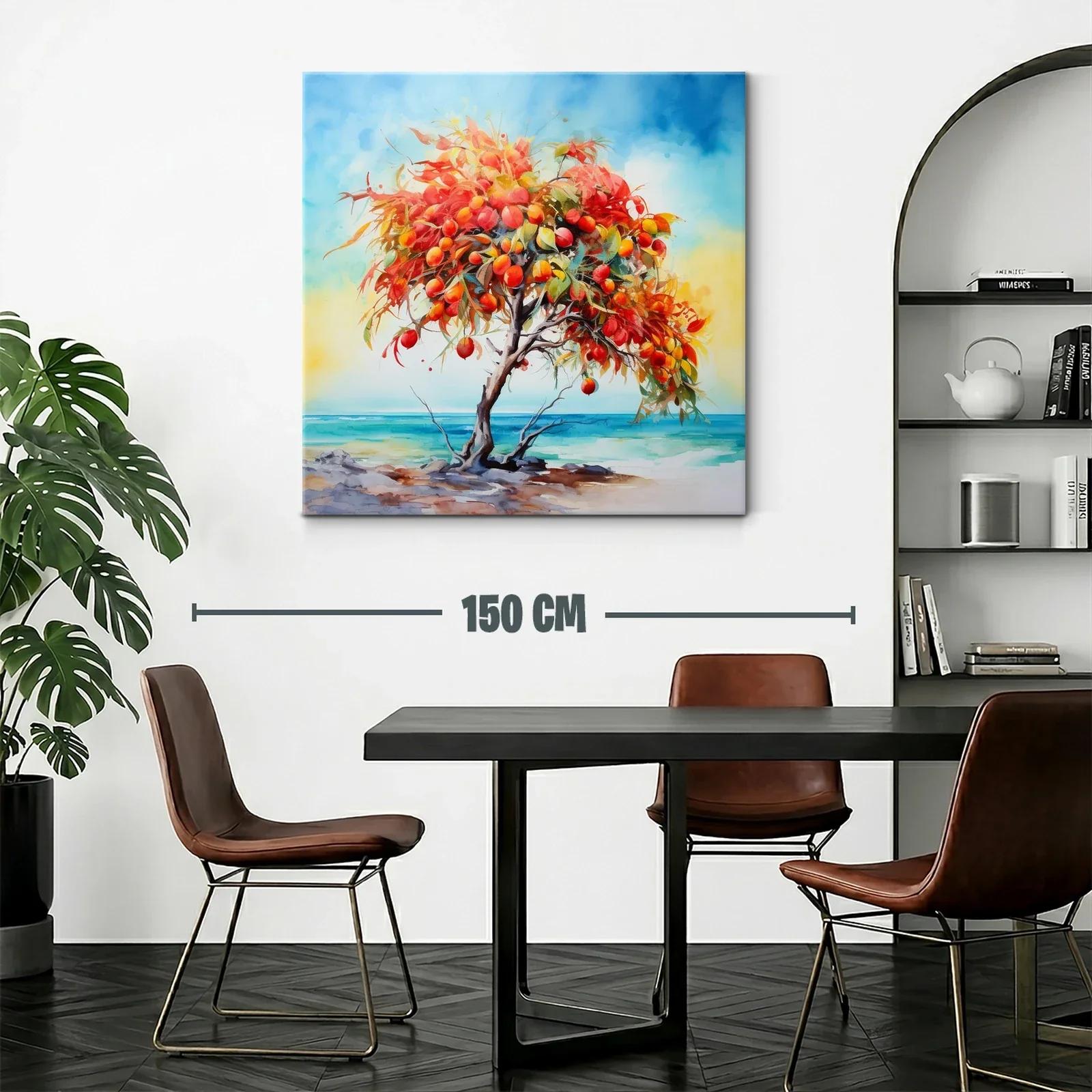 Árbol frutal vibrante junto al mar en tonos cálidos — miniatura 2