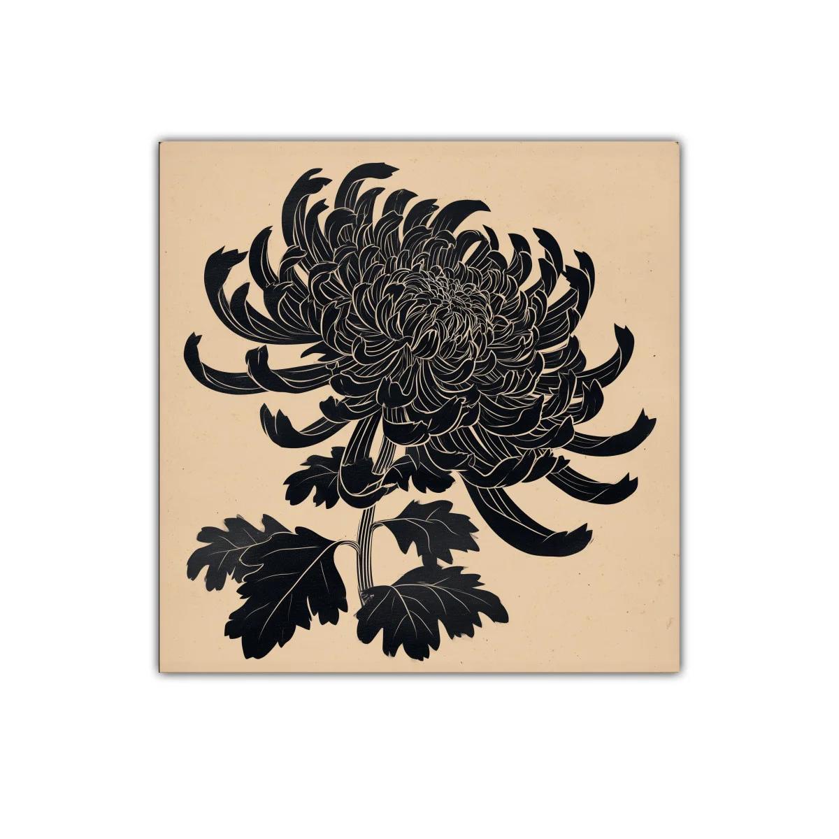 Flor negra de crisantemo sobre fondo beige elegante — imagen principal