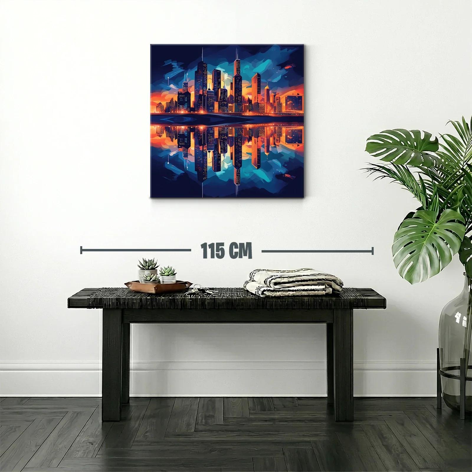 Impresionante skyline urbano al atardecer vibrante — miniatura 2