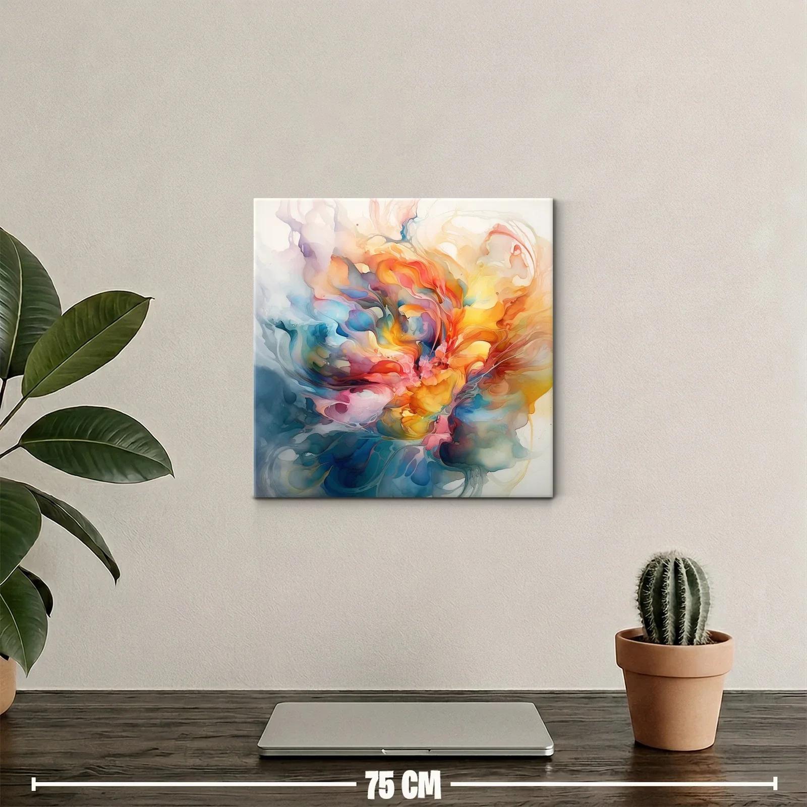 Cuadro abstracto floral en tonos vibrantes y suaves — miniatura 2