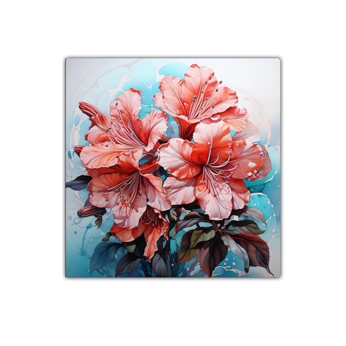 Vibrante ramo de flores en tonos coral y turquesa — imagen principal