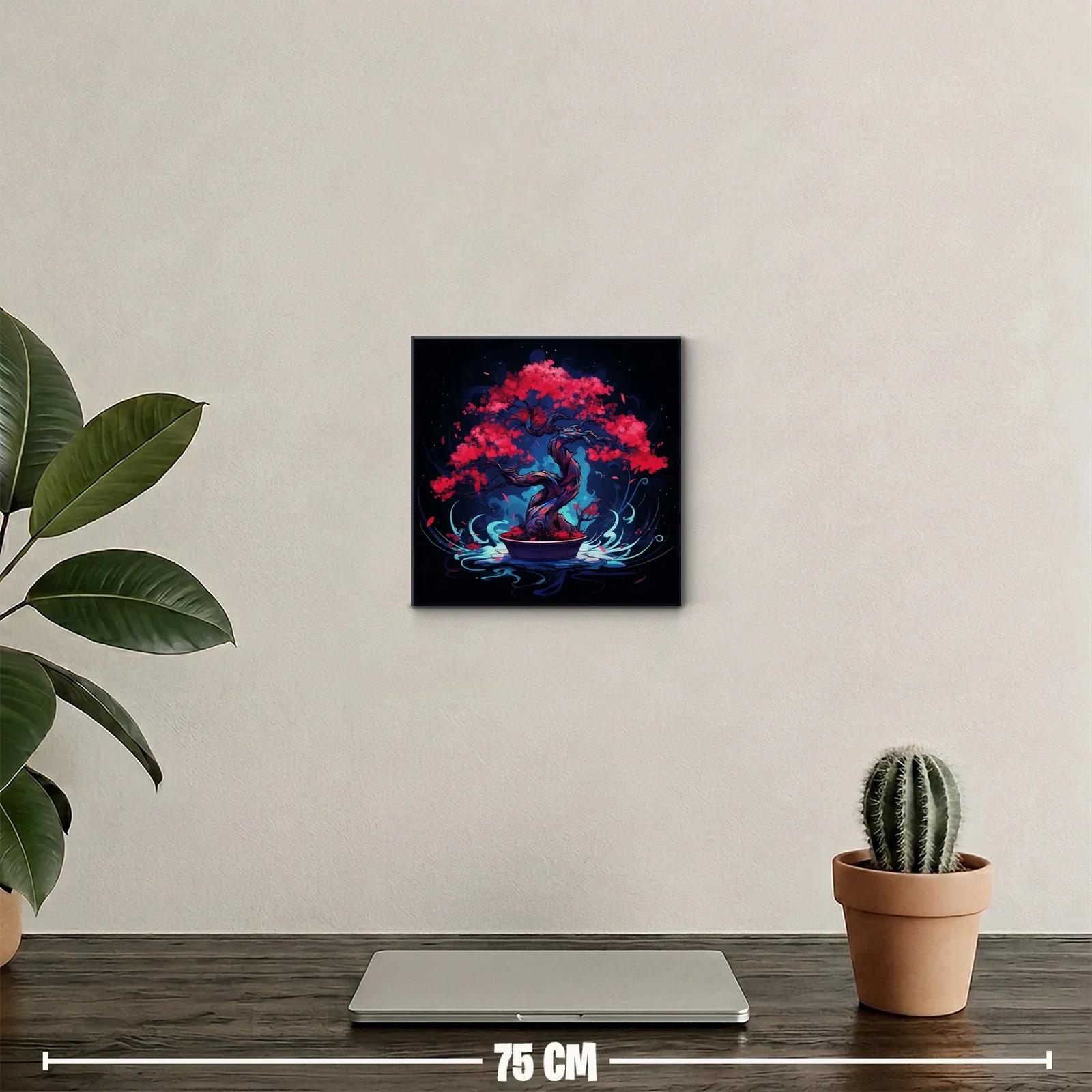 Bonsái vibrante con hojas en tonos rojos intensos — miniatura 2