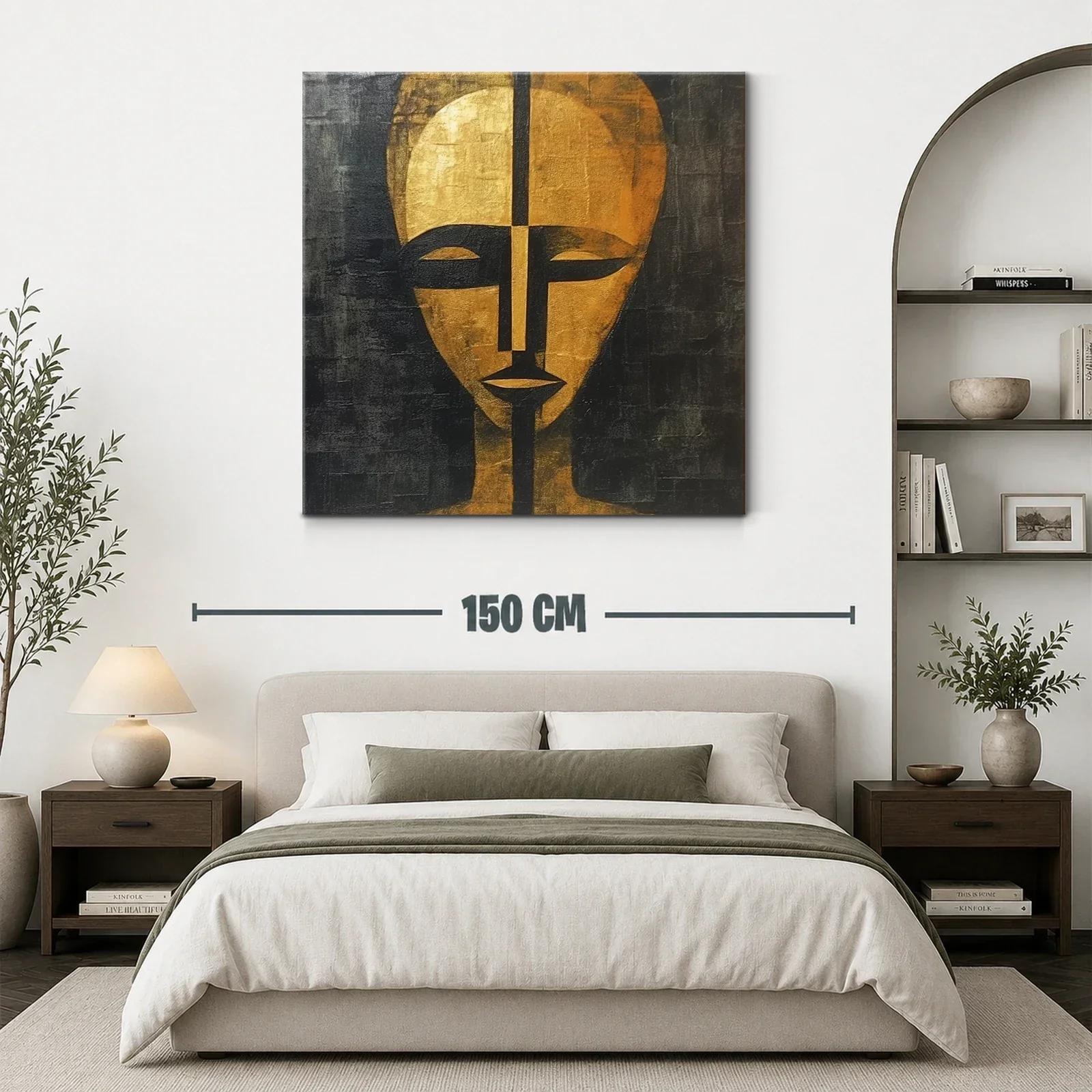 Rostro abstracto en tonos dorados y negros — miniatura 3