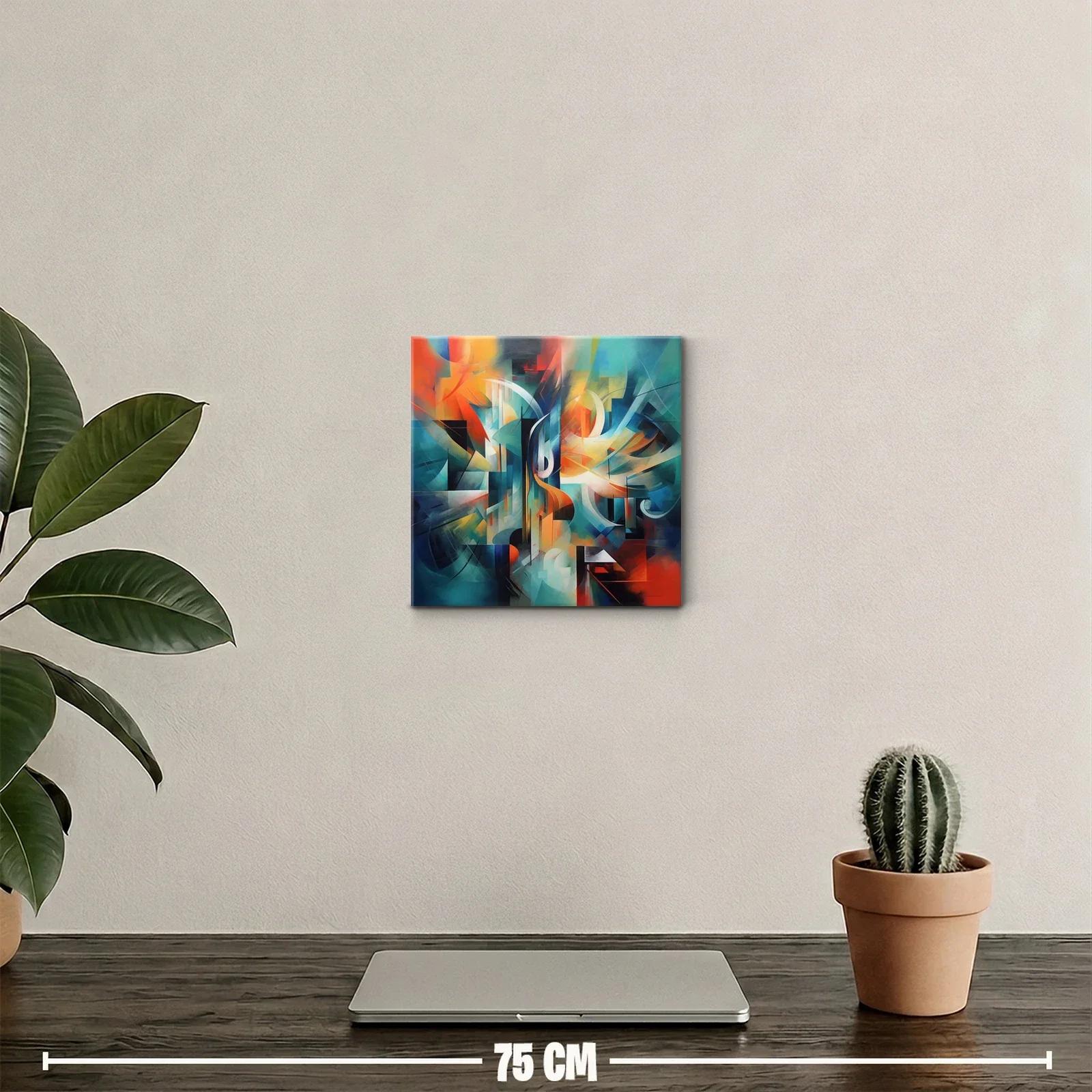 Cuadro abstracto con vibrantes tonos cálidos y fríos — miniatura 2