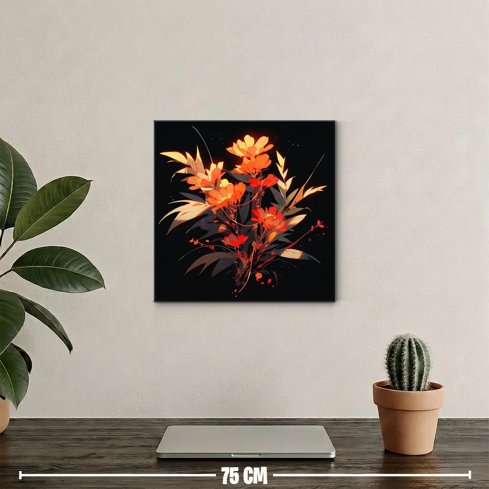 Composición floral vibrante en tonos cálidos y contrastes oscuros — miniatura 2