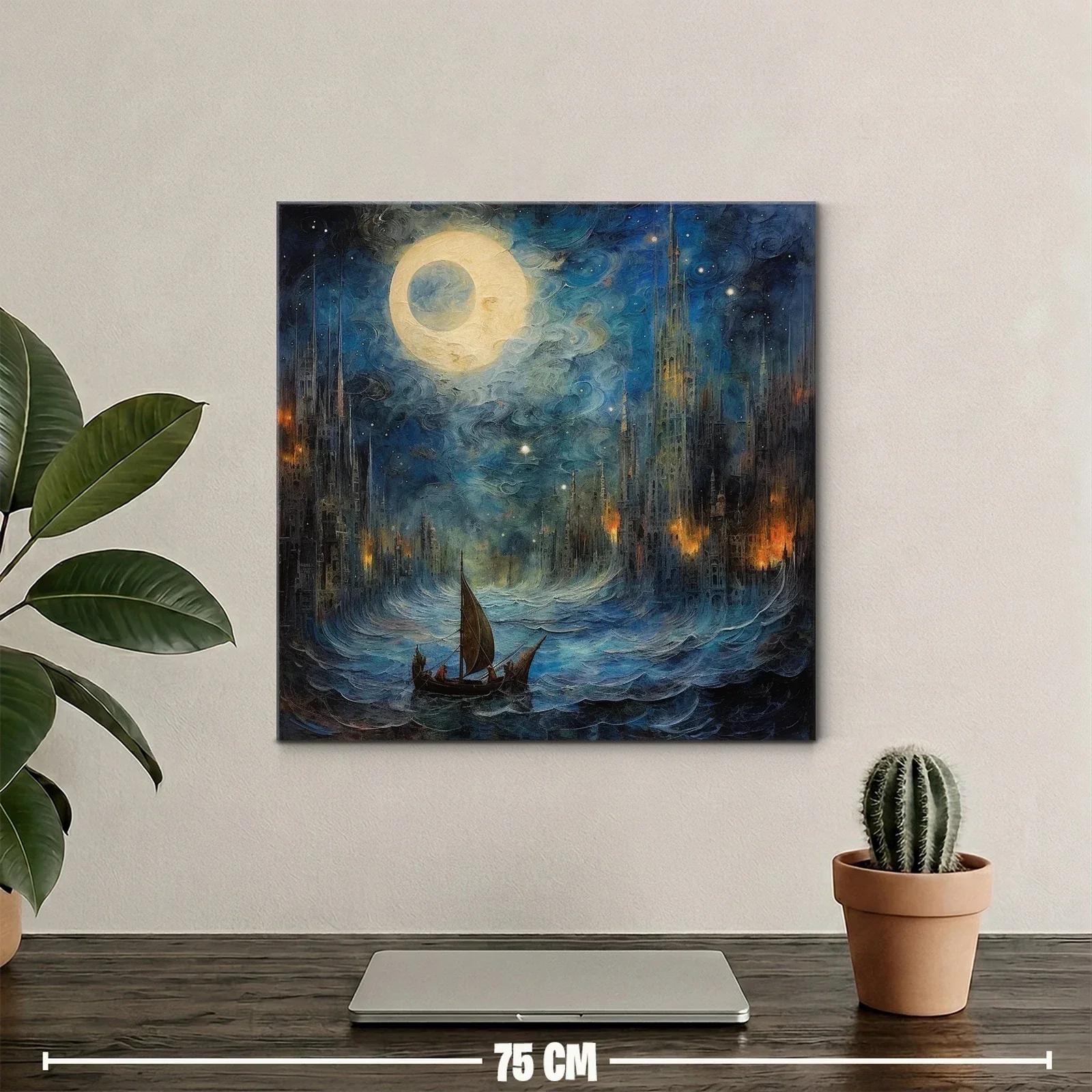 Navegando bajo la luna en ciudad de fantasía nocturna — miniatura 2