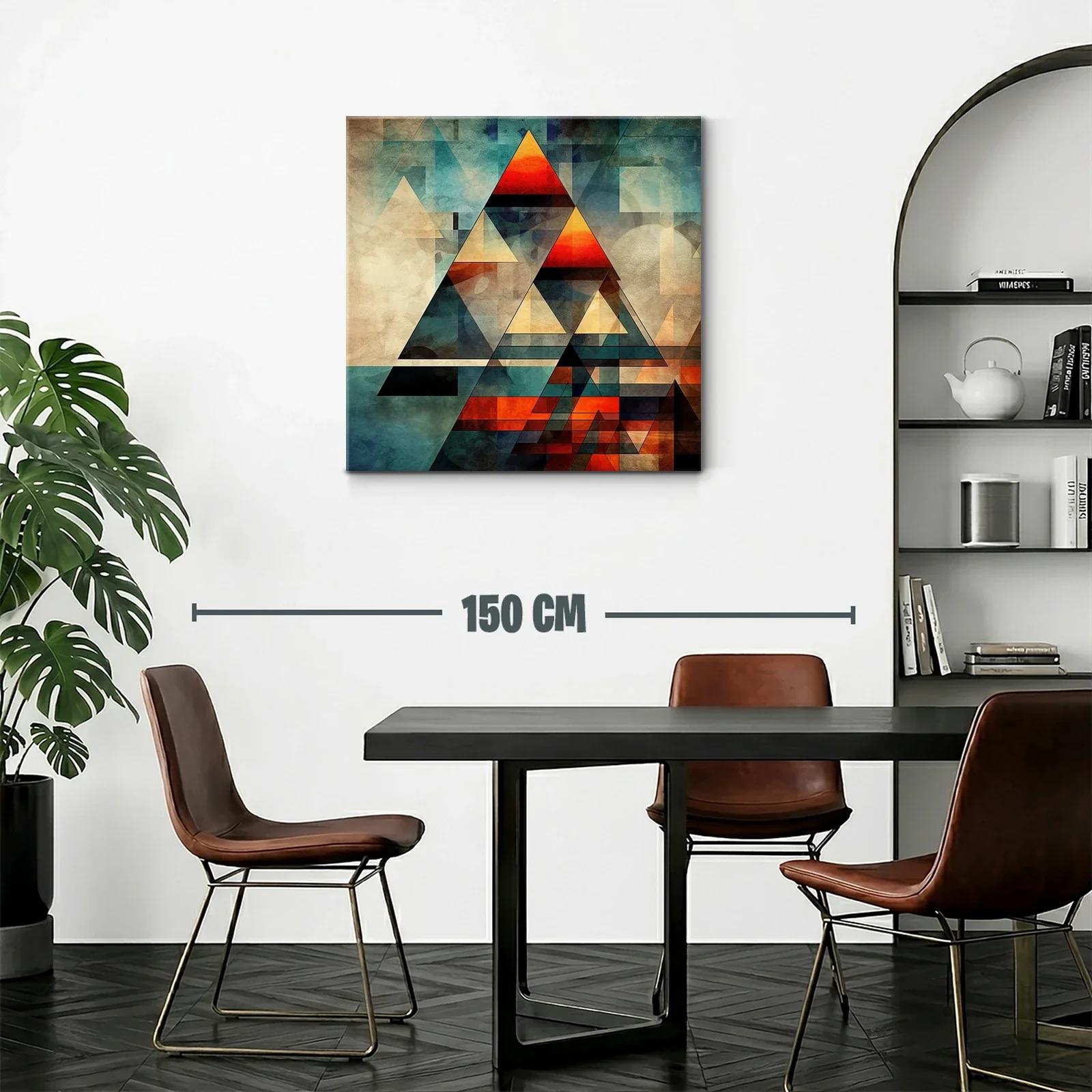 Composición abstracta con triángulos en tonos cálidos y fríos — miniatura 2