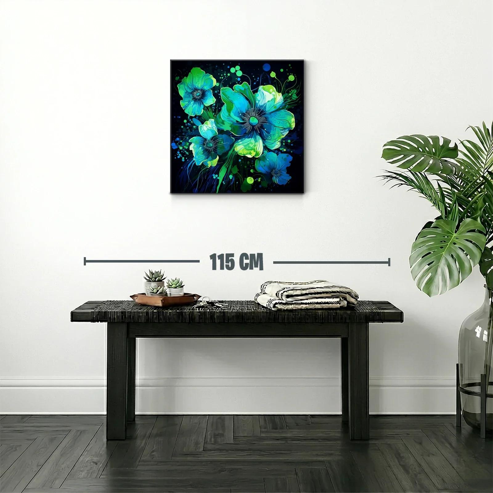 Flores vibrantes en tonos azules y verdes intensos — miniatura 2