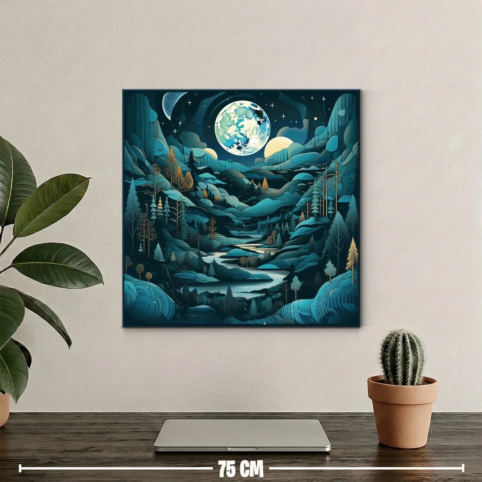 Paisaje nocturno con efecto de luna llena brillante — miniatura 2