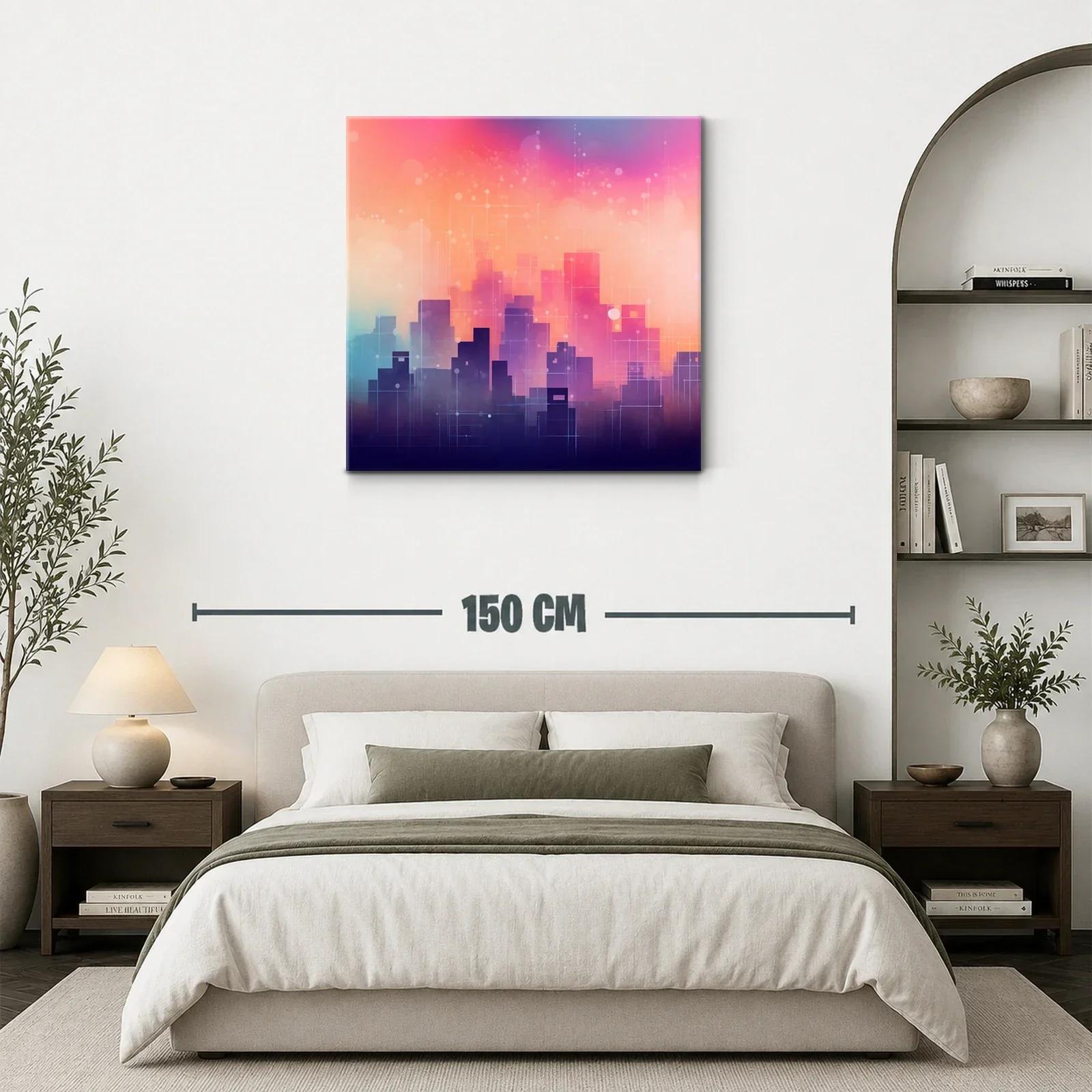 Ciudad abstracta en tonos cálidos y vibrantes al atardecer — miniatura 3