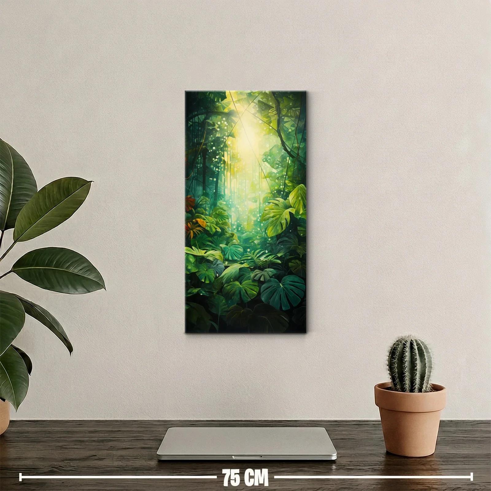 Cuadro selva tropical con luz dorada entre el follaje — miniatura 2