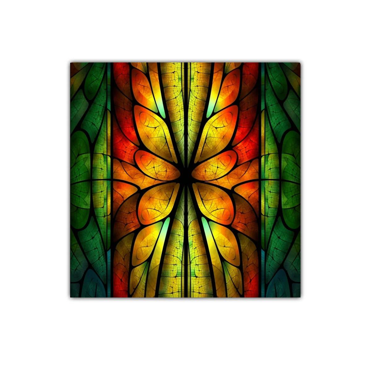 Cuadro decorativo con diseño floral en colores otoñales vibrantes