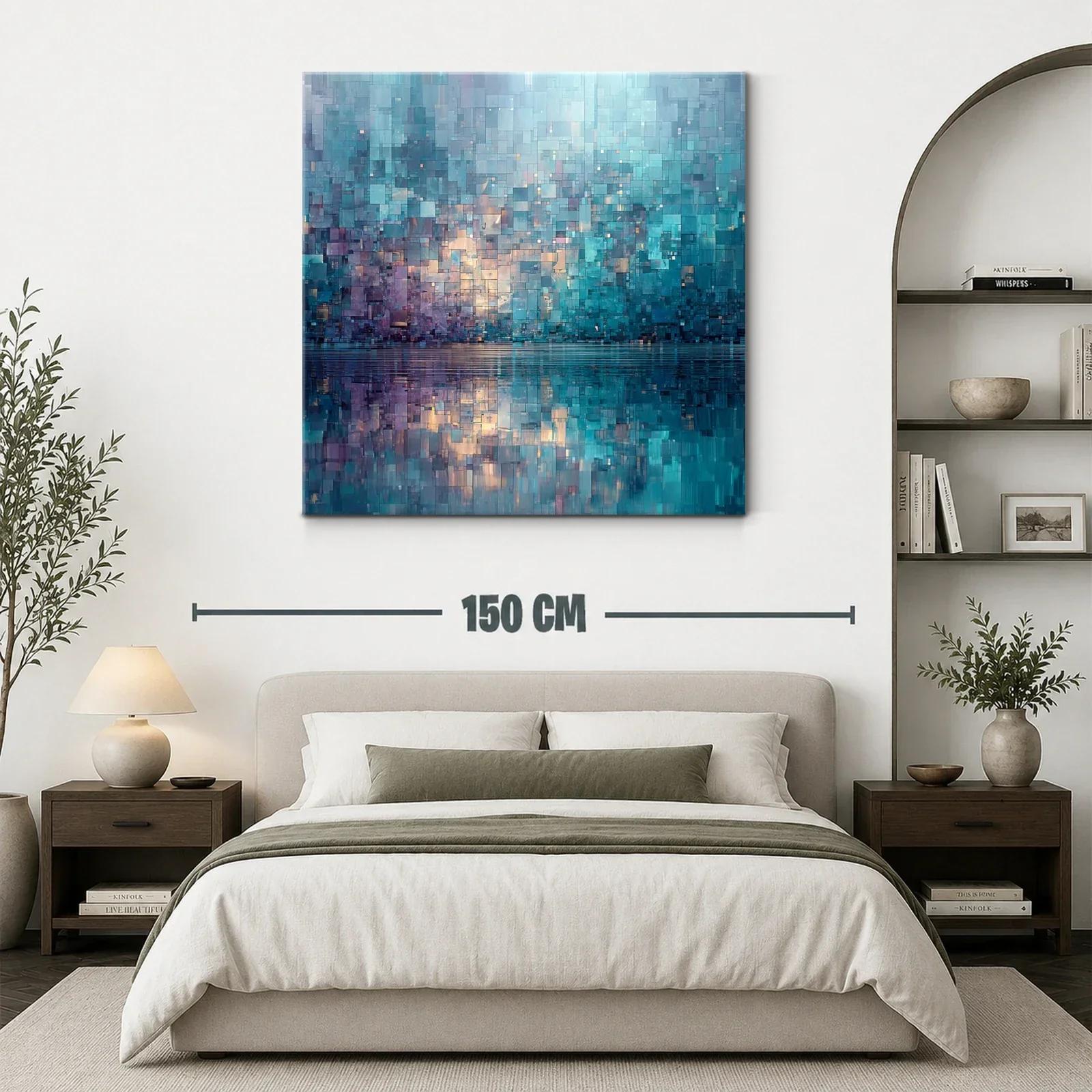 Cuadro abstracto con reflejos en tonos azules y morados — miniatura 3