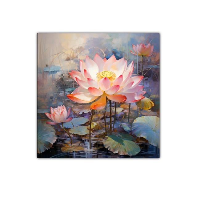 Cuadro decorativo con delicadas flores de loto en tonos pastel