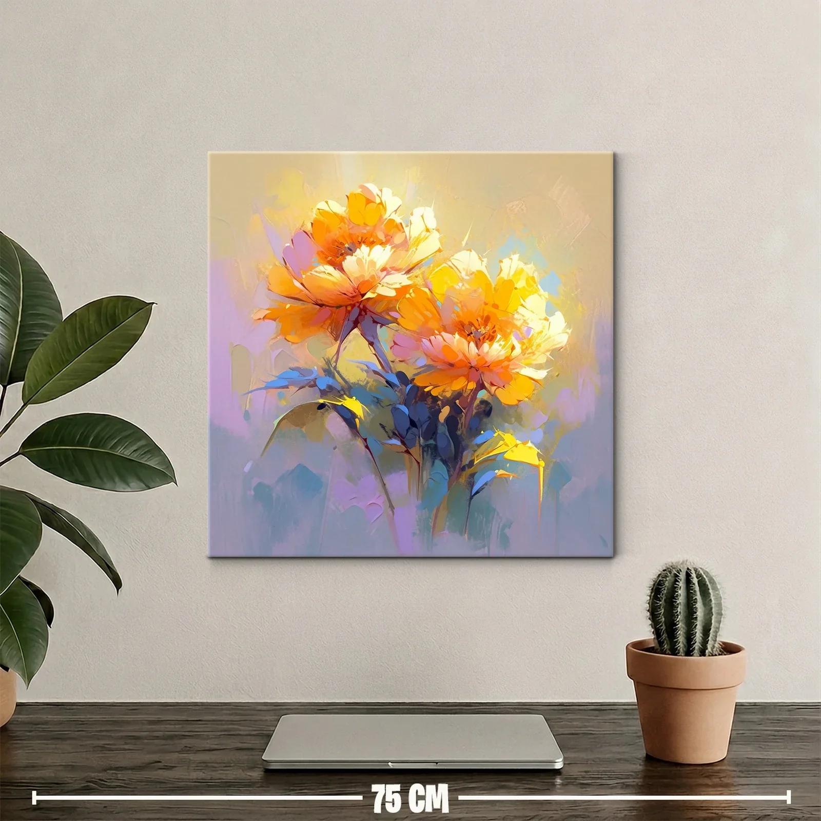 Cuadro con flores vibrantes en tonos cálidos y suaves — miniatura 2