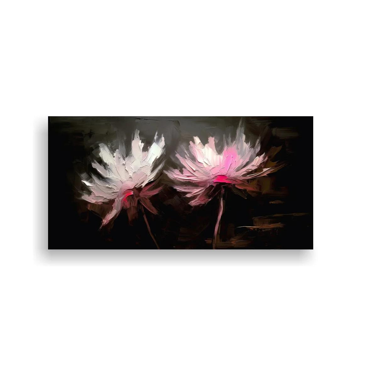 Cuadro dos flores de loto sobre fondo oscuro