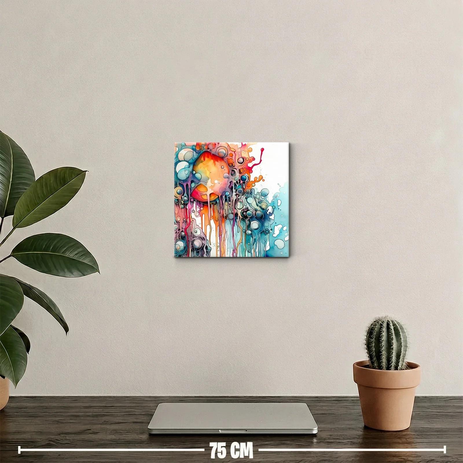 Cuadro abstracto con colores vibrantes y formas líquidas — miniatura 2