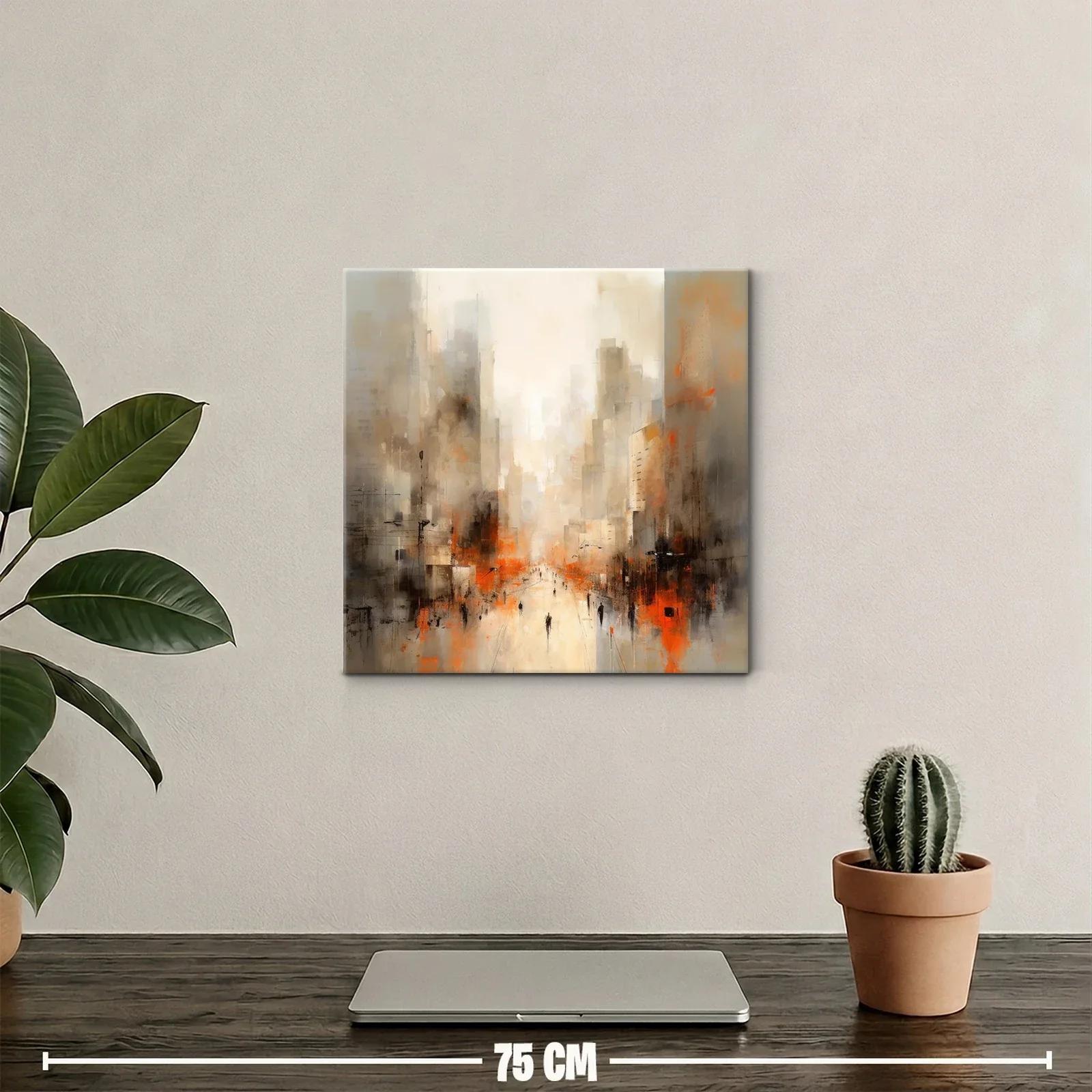 Paisaje urbano abstracto con tonos cálidos y vibrantes — miniatura 2