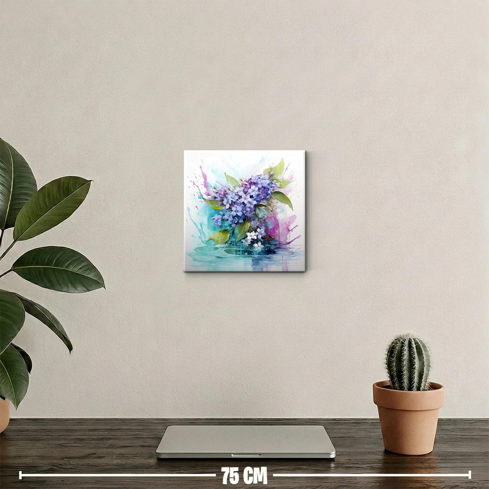 Cuadro floral con lilas y tonos acuarelados suaves — miniatura 2