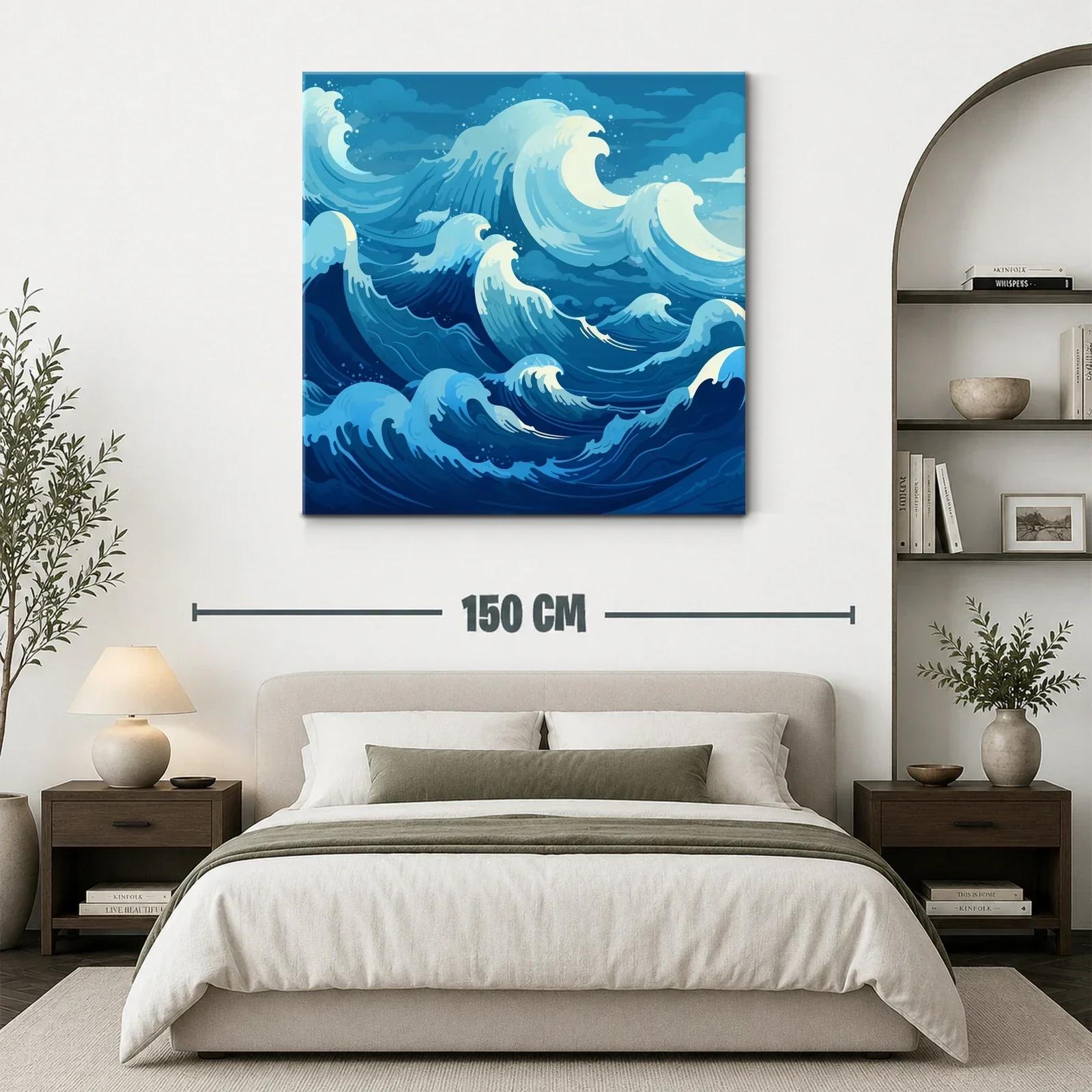 Dinámico cuadro de olas marinas en tonos azules vibrantes — miniatura 3