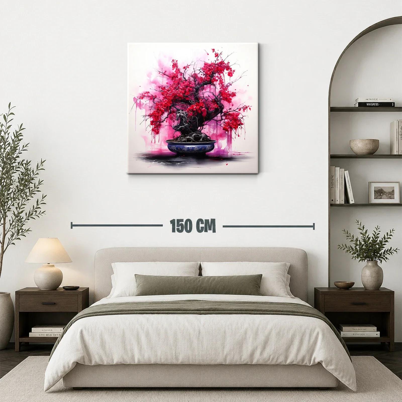 Árbol Bonsái con Flores Rojas Vibrantes — miniatura 3