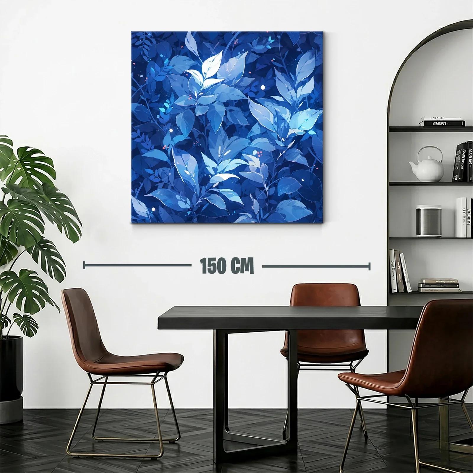 Hoja azul brillante sobre fondo oscuro con detalles luminosos — miniatura 2