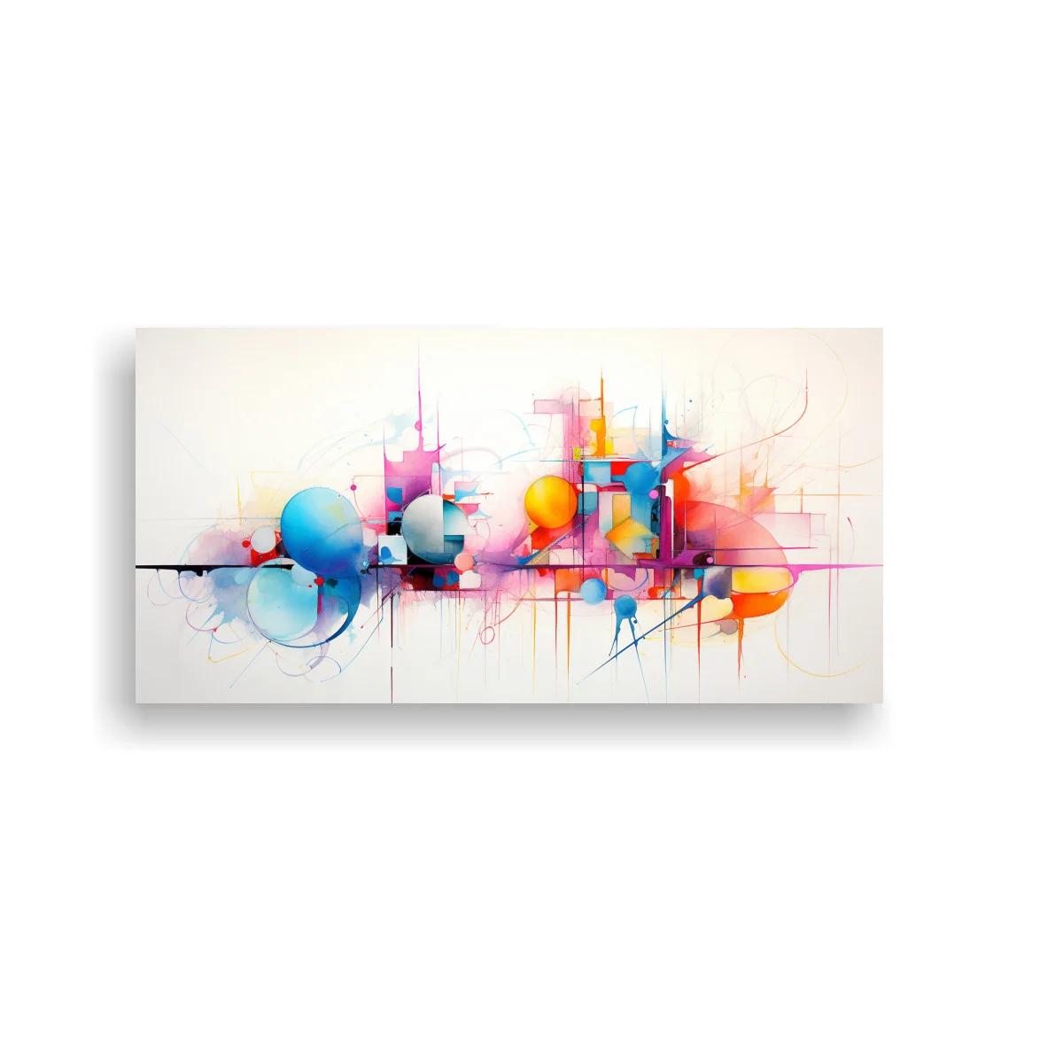 Cuadro abstracción geométrica con transparencias y líneas cruzadas