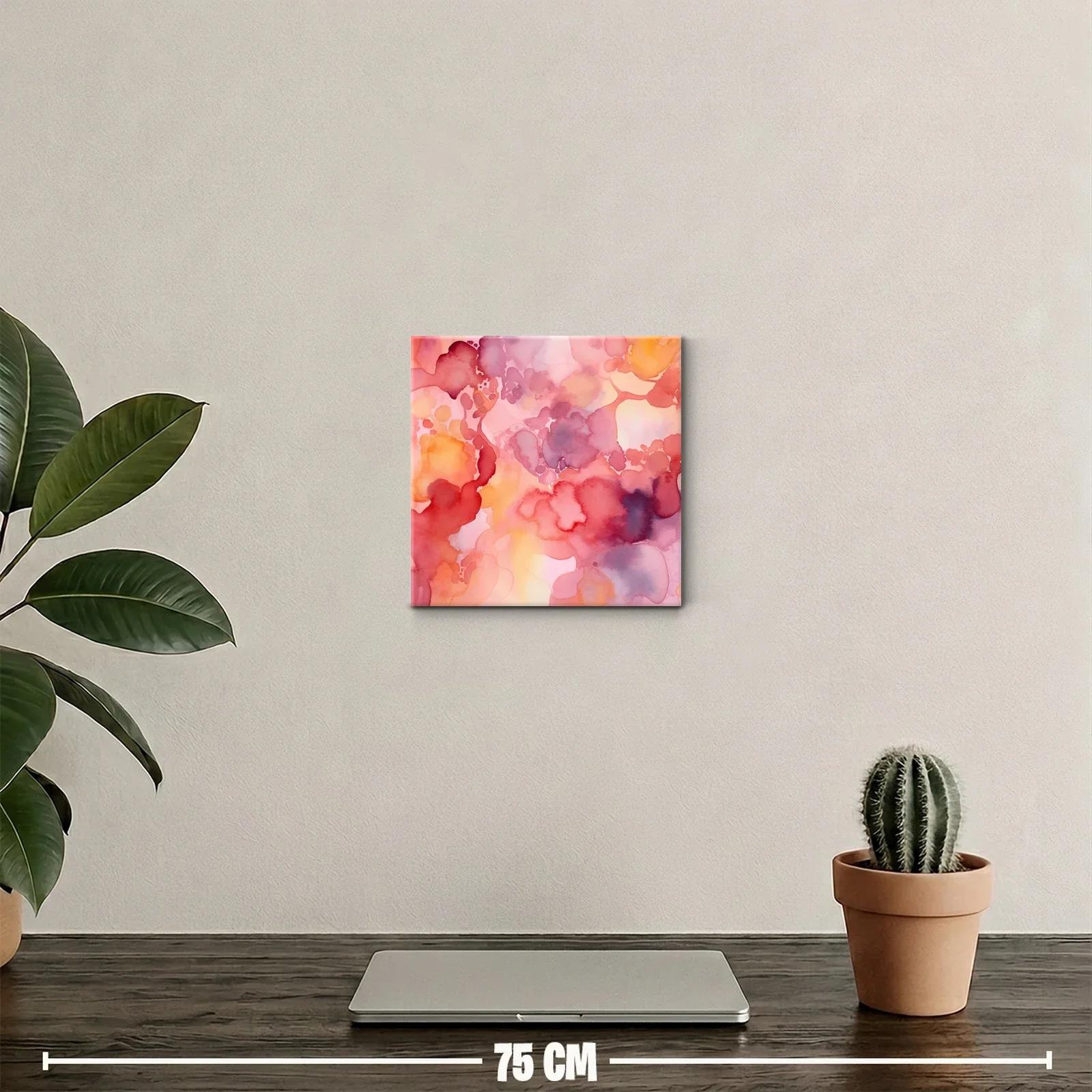 Cuadro abstracto con tonos cálidos y suaves formas difusas — miniatura 2