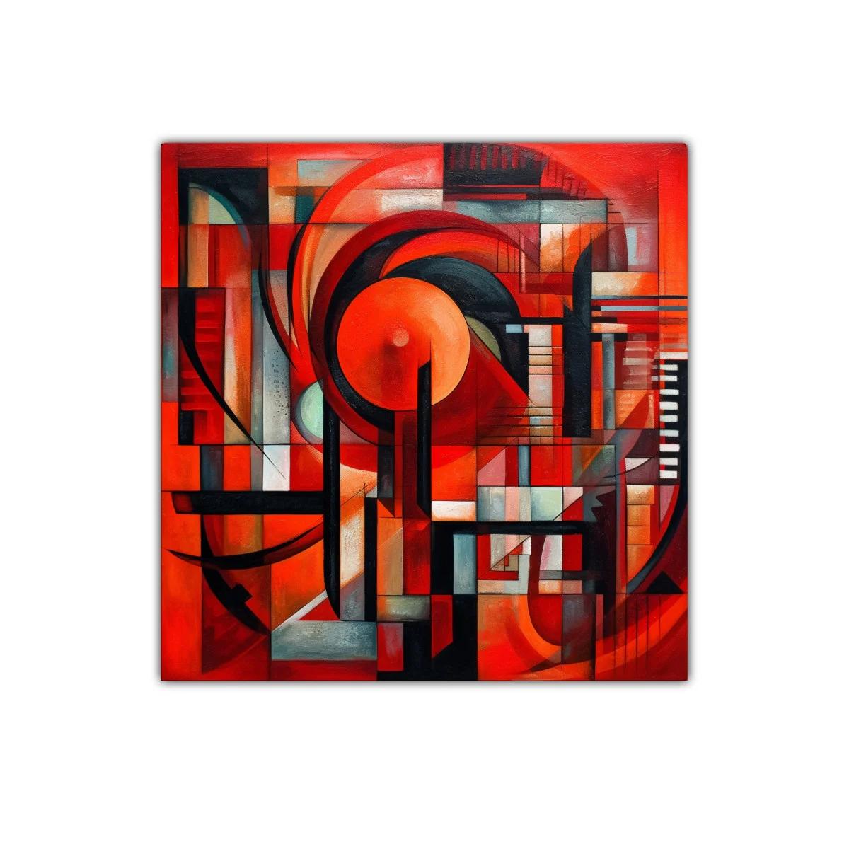 Composición geométrica dinámica en tonos rojos vibrantes — imagen principal